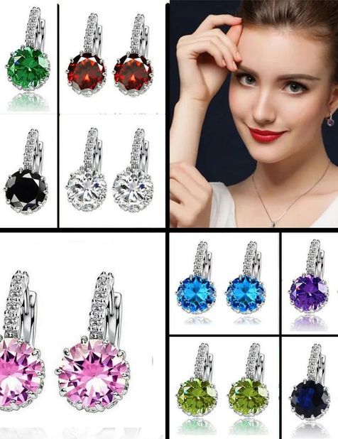 Boucles d'oreilles en acier inoxydable avec zircons multicolores