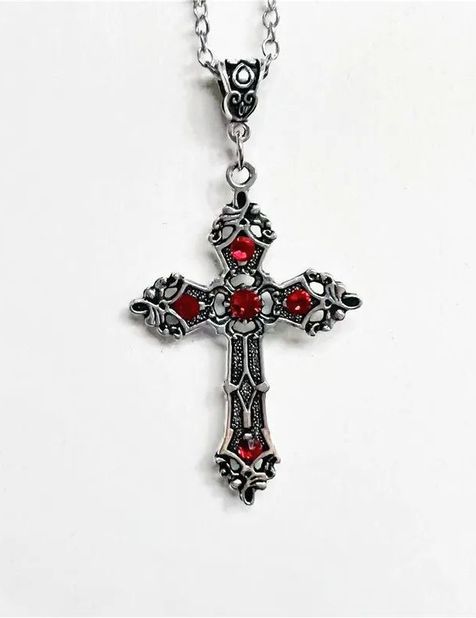 Collier Croix Chrétienne Baroque en Argent avec Citro