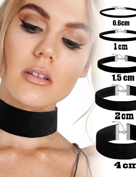 Collier ras du cou en velours noir pour femmes