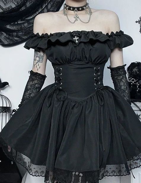 Robe corset noire à lacets femme